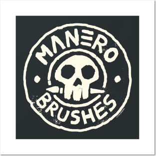 Manero Brushes Neon Logo - Cream Posters and Art